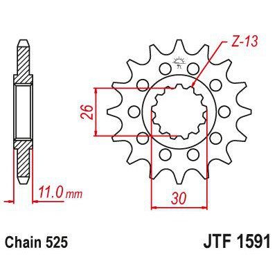 Load image into Gallery viewer, JT Sprockets Front OEM Type Rubber Cushioned Sprocket 15 Tooth 15T 525 Chain
