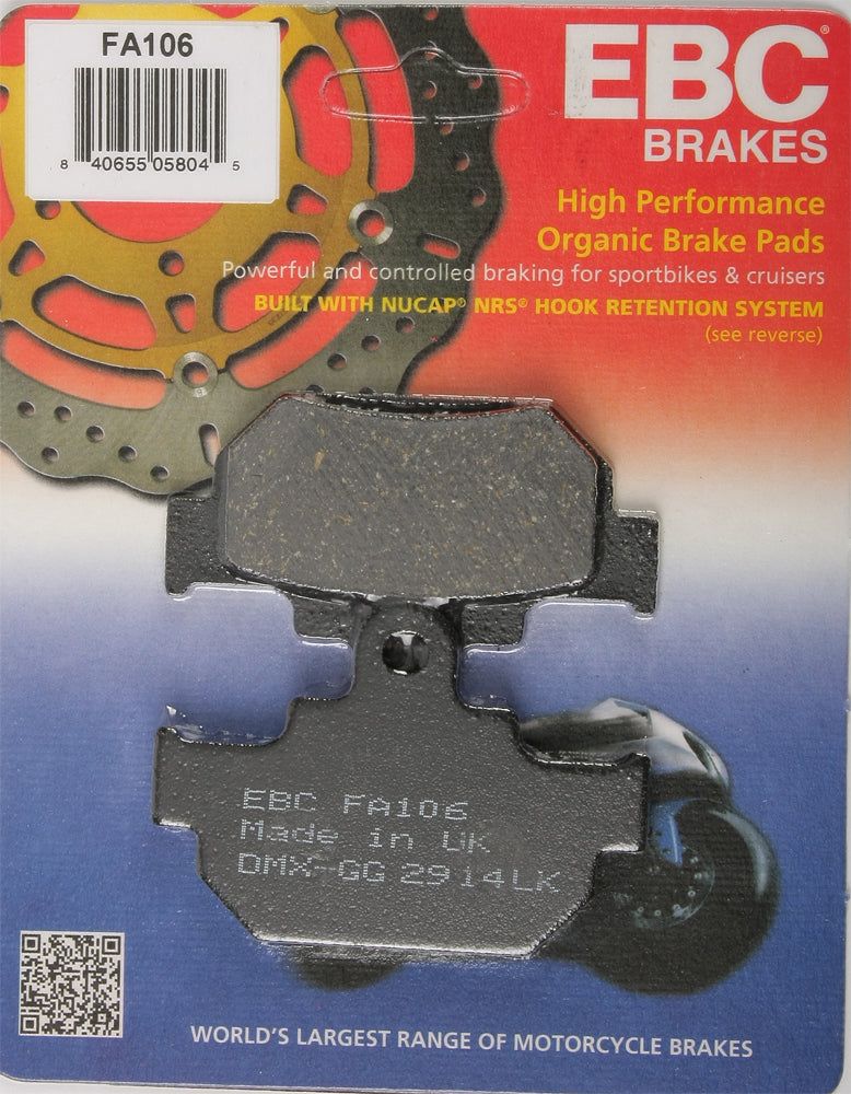 Load image into Gallery viewer, EBC 1 Pair Premium SFA Organic OE Replacement Brake Pads MPN FA106