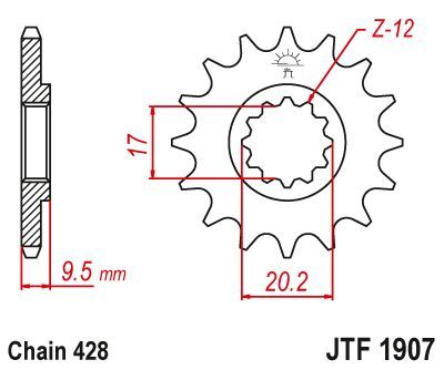 Load image into Gallery viewer, JT Sprockets Front Steel Countershaft Sprocket 14 Tooth 14T 428 Chain