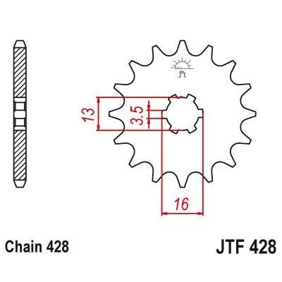 Load image into Gallery viewer, JT Sprockets Front Steel Countershaft Sprocket 13 Tooth 13T 428 Chain JTF428.13