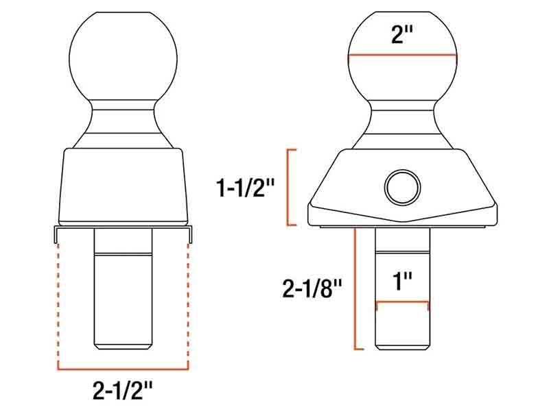 Load image into Gallery viewer, RockerBall 2 Inch Cushioned Hitch Ball, 1" Shank, 7,500 lb. Capacity