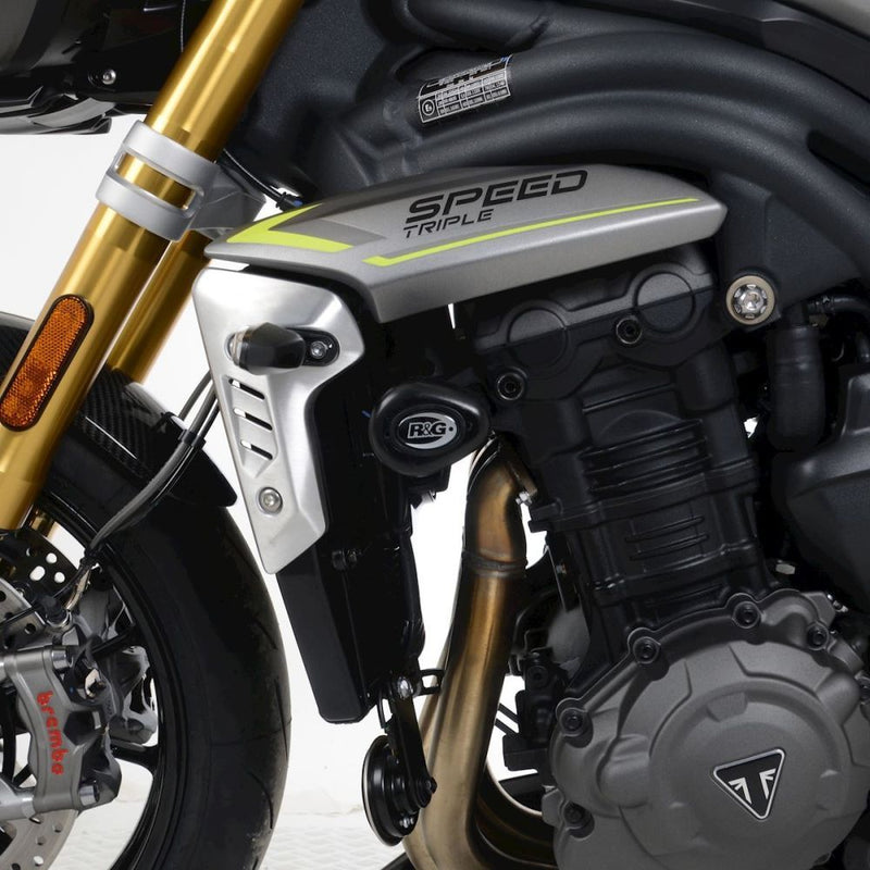 Load image into Gallery viewer, R&G Racing Black Aero Style Crash Protectors For 2021-2024 Triumph Speed Triple 1200 RS