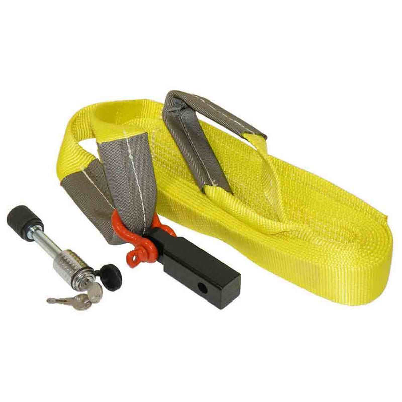 Load image into Gallery viewer, Rigid Hitch (DTS-1-125) Nylon 2" x 20" Strap with Shackle Mount Kit for 1-1/4 Inch Receivers