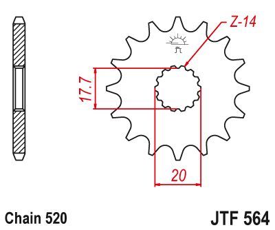 Load image into Gallery viewer, JT Sprockets Front Steel Countershaft Sprocket 14 Tooth 14T 520 Chain JTF564.14