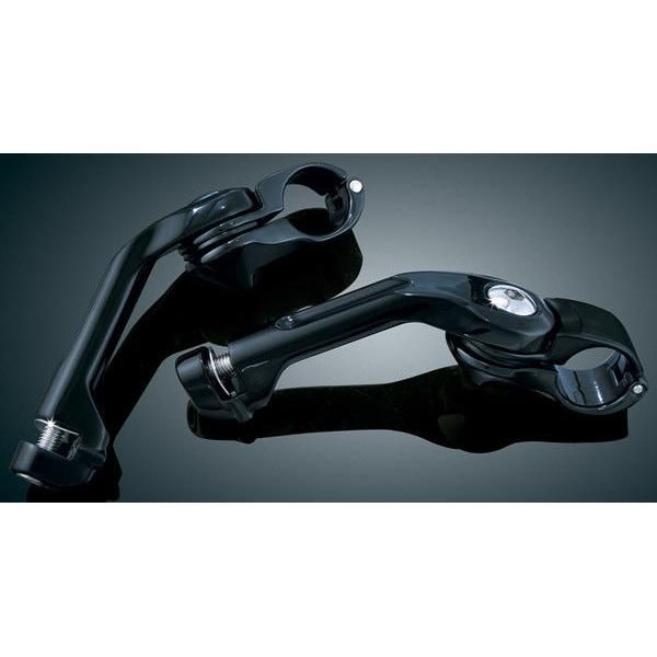 Load image into Gallery viewer, Kuryakyn Gloss Black 1.25 Engine Guard Long Arm Mount Highway Pegs Harley Honda
