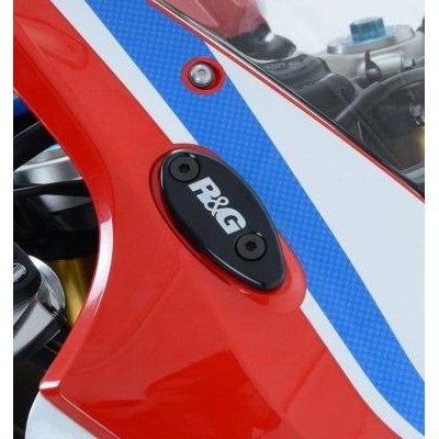 Load image into Gallery viewer, R&G Racing Black Mirror Delete Blanking Plates For 2014-2016 Honda CBR1000RR SP