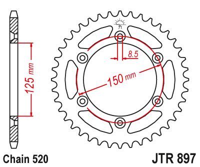 Load image into Gallery viewer, JT Sprockets Rear Steel Sprocket 38 Tooth 38T 520 Chain JTR897.38