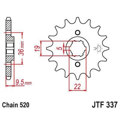Load image into Gallery viewer, JT Sprockets Front Steel Countershaft Sprocket 14 Tooth 14T 520 Chain JTF337.14