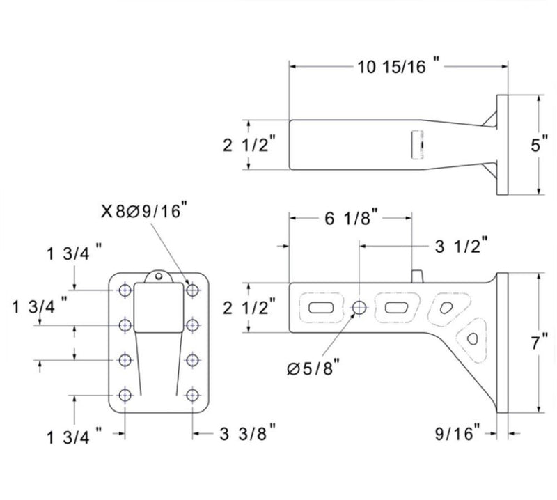 Load image into Gallery viewer, Pintle Hook Mount with Rattle Reducer fits 2 1/2 Inch Receiver Hitch - 24,000 Gross Tow Capacity