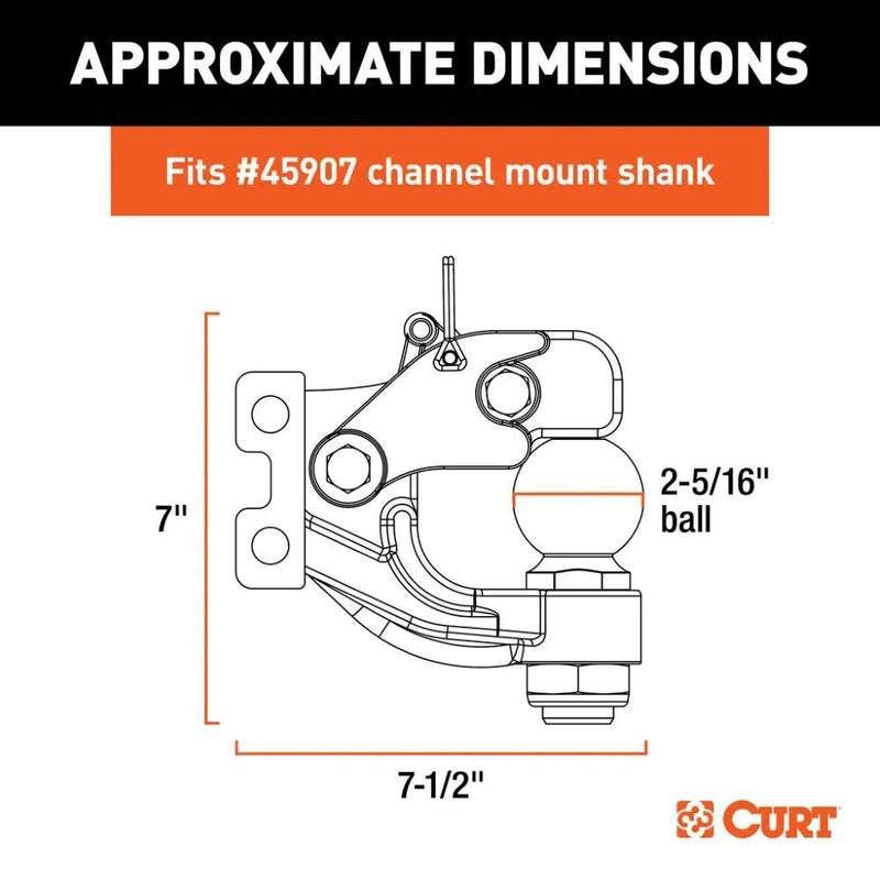 Load image into Gallery viewer, Replacement Channel Mount Ball & Pintle Hitch (2-5/16" Ball, 13,000 lbs.) - Curt