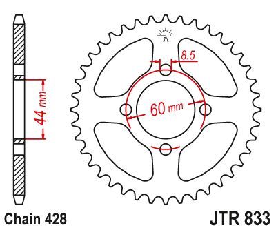 Load image into Gallery viewer, JT Sprockets Rear Steel Sprocket 49 Tooth 49T 428 Chain JTR833.49
