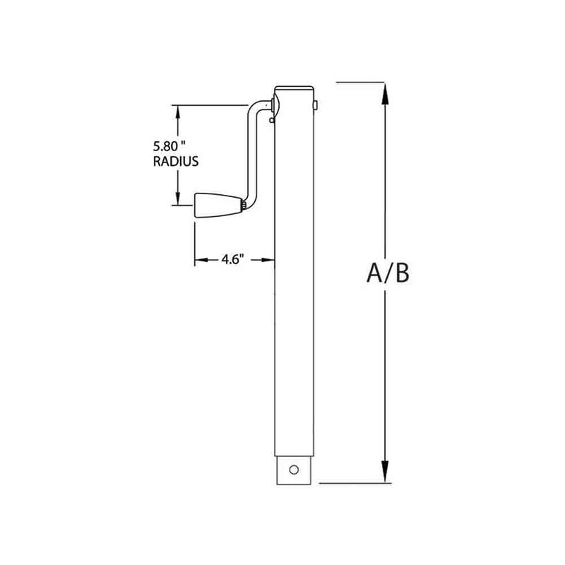 Load image into Gallery viewer, Bulldog, Drop-Through Round Trailer Jack, No Mount, 2,000 lbs. Lift Capacity, Side Wind, Weld-On, 15 in. Travel