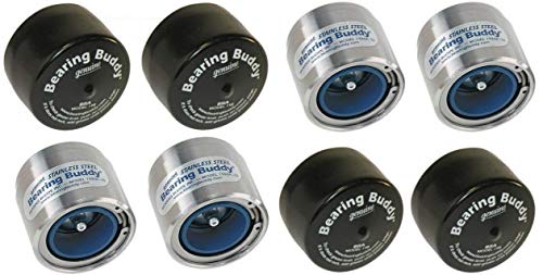 Load image into Gallery viewer, Bearing Buddy (4) 1.980 Boat Trailer Genuine Stainless Steel with Protective Bra & Auto Check Wheel Center Caps 1980A-SS 42204 (2 Pairs)