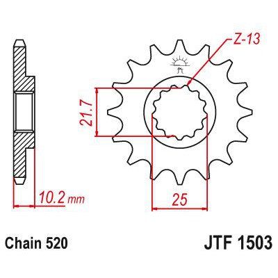 Load image into Gallery viewer, JT Sprockets Front Steel Countershaft Sprocket 13 Tooth 13T 520 Chain
