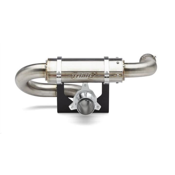 Load image into Gallery viewer, Trinity Racing Stage 5 Center Exit Slip On Exhaust With Billet Tip Brushed Stainless Steel Muffler