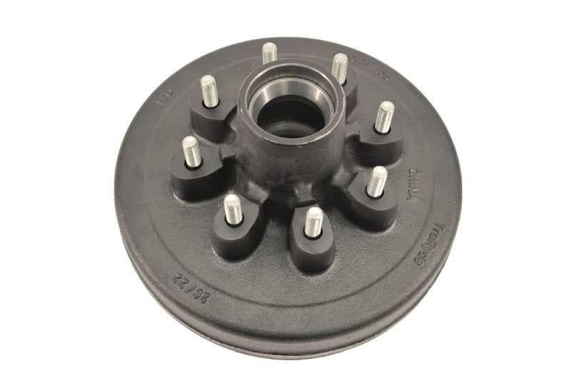Load image into Gallery viewer, Trailer Hub/Drum Assembly With Bearings, 8 On 6-1/2" Bolt Circle, 3,500 Lb. Capacity For 1-3/4" To 1-1/4" Tapered Spindle W/ EZ Lube Cap & Plug (HD-1208-02-EZ)