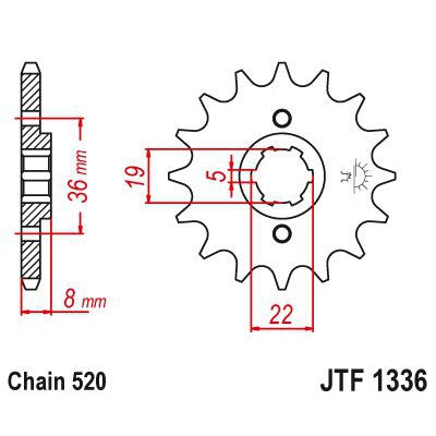 Load image into Gallery viewer, JT Sprockets Front Steel Countershaft Sprocket 13 Tooth 13T 520 Chain