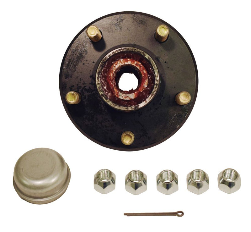 Load image into Gallery viewer, Pre-Grease-Packed Trailer Hub Assembly - 5 On 4-1/2" Bolt Circle, 1,250lb Capacity For 1" Straight Spindle - Includes Bearings, Seal, Nuts, Cap & Cotter Pin