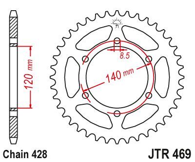 Load image into Gallery viewer, JT Sprockets Rear Steel Sprocket 44 Tooth 44T 428 Chain JTR469.44