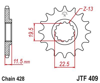 Load image into Gallery viewer, JT Sprockets Front Steel Countershaft Sprocket 16 Tooth 16T 428 Chain JTF409.16