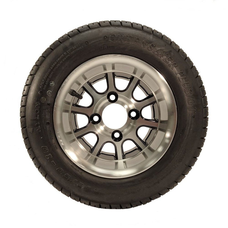 Load image into Gallery viewer, Golf Cart Aluminum 10 Spoke Wheel with 205/50-10 GreenSaver Plus G/T Tire