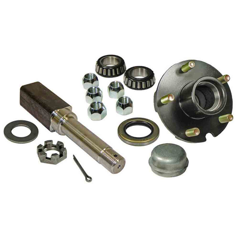 Load image into Gallery viewer, Single - 5-Bolt on 4-1/2 Inch Hub Assembly with Square Shaft 1 Inch Straight Spindle & Bearings