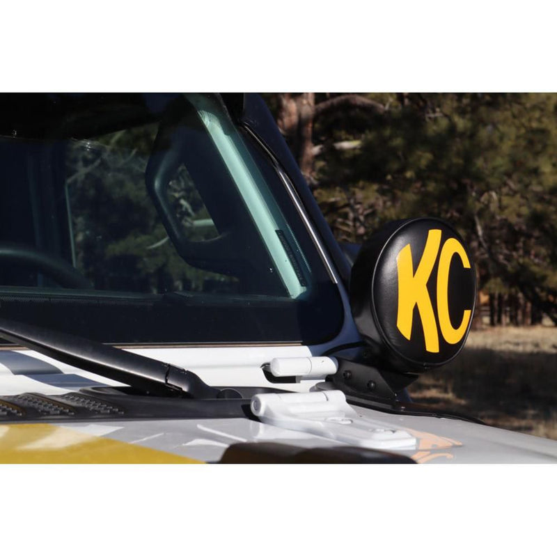 Load image into Gallery viewer, KC HiLiTES Cover; 6" Vinyl Black w/ Yellow KC Soft (pr) 5102
