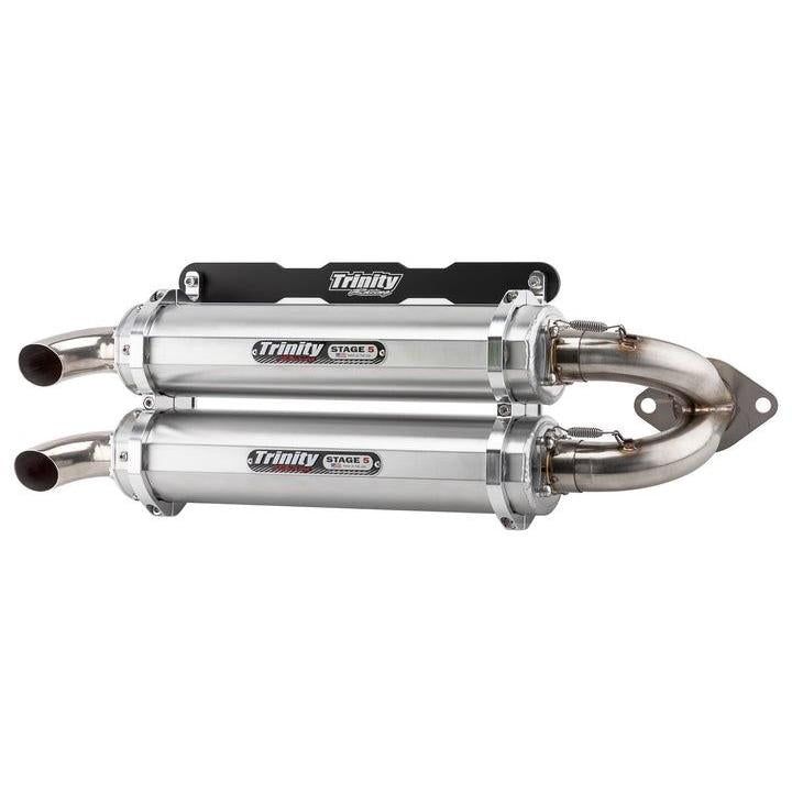 Load image into Gallery viewer, Trinity Racing Stage 5 Dual Slip On Exhaust Brushed Muffler For Polaris RZR RS1 EPS 2018-2022