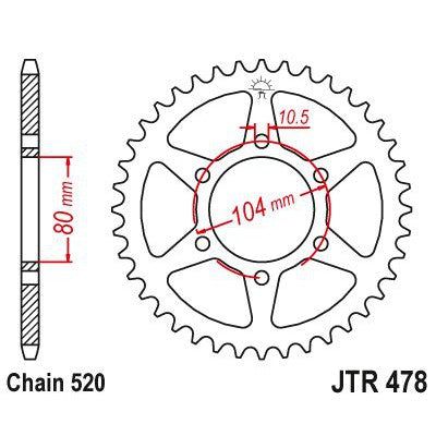 Load image into Gallery viewer, JT Sprockets Rear Steel Sprocket 45 Tooth 45T 520 Chain JTR478.45