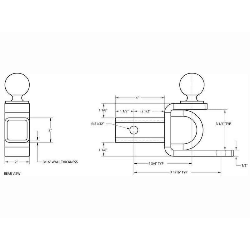 Load image into Gallery viewer, Rigid Hitch (ATV-2) 2 Inch Ball Mount for ATV/UTV with 2 Inch Receiver - Made in USA