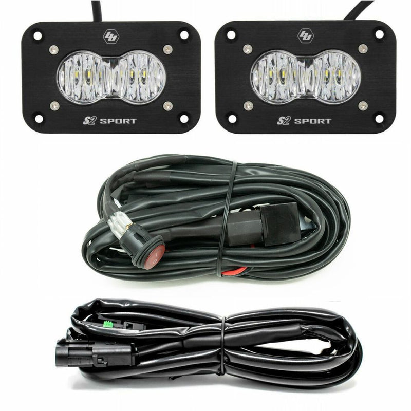 Load image into Gallery viewer, Baja Designs Reverse Light Kit Pair Black Flush Mount S2 Sport Series Wide Cornering Pattern Clear Lens Universal 547807
