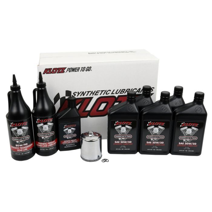Load image into Gallery viewer, Klotz Premium 20W/50 5 Quart Synthetic Oil Change Kit For Harley-Davidson Twin Cam