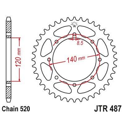 Load image into Gallery viewer, JT Sprockets Rear Steel Sprocket 44 Tooth 44T 520 Chain JTR487.44