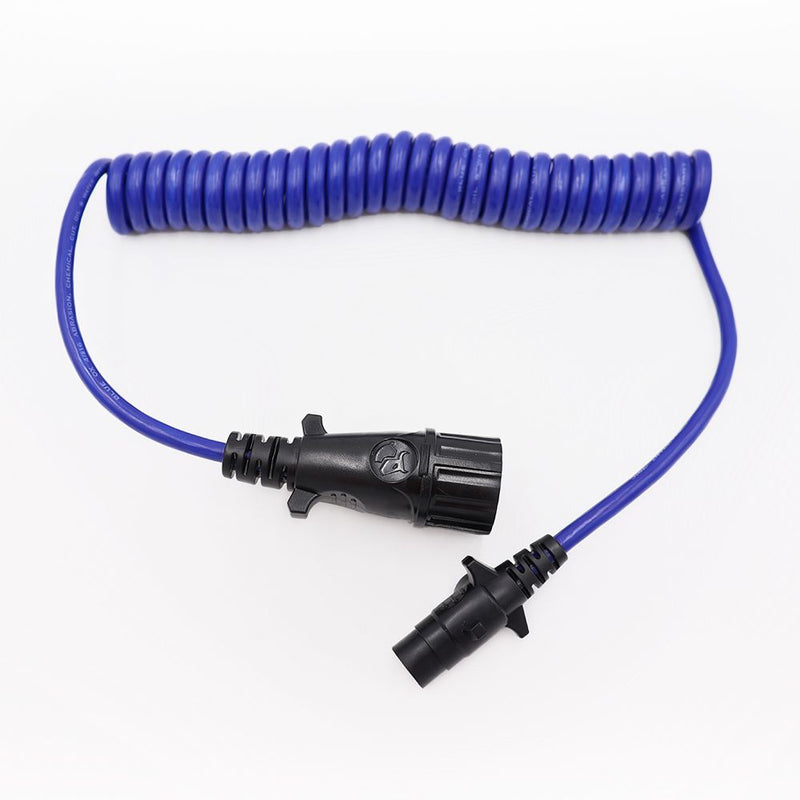 Load image into Gallery viewer, Blue Ox 7-Way To 4-Way Coiled Electrical Cable With Car 4-Way Socket