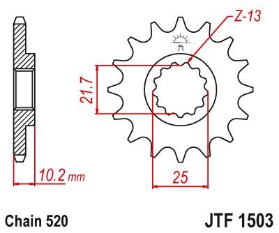 Load image into Gallery viewer, JT Sprockets Front Steel Countershaft Sprocket 13 Tooth 13T 520 Chain