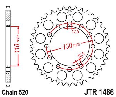 Load image into Gallery viewer, JT Sprockets Rear Steel Sprocket 44 Tooth 44T 520 Chain JTR1486.44
