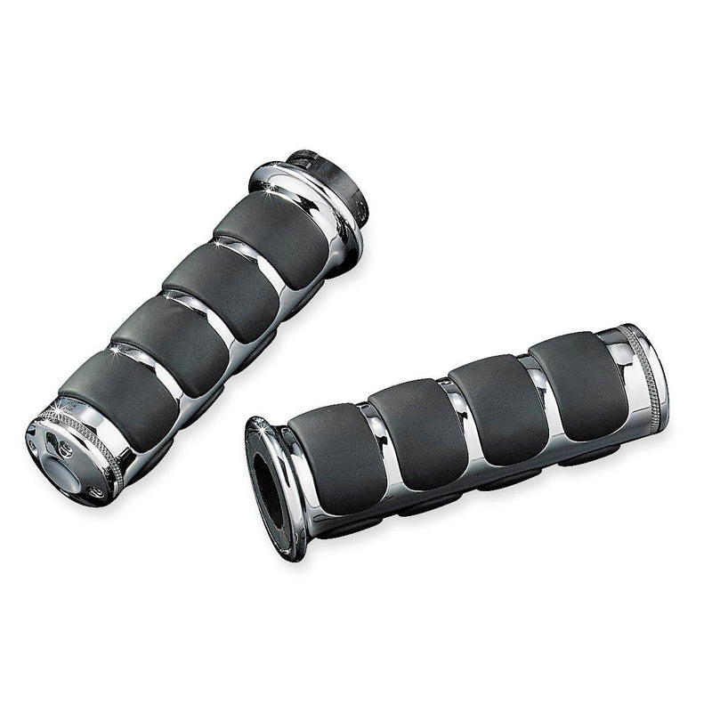 Load image into Gallery viewer, Harley FLHRS Road King Custom 2004-2007ISO Grips w/Accent Rings Chrome Kuryakyn