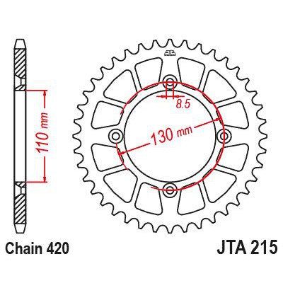 Load image into Gallery viewer, JT Sprockets Rear Racelite Aluminum Race Sprocket Red 56 Tooth 56T 420 Chain
