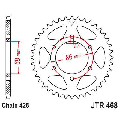 Load image into Gallery viewer, JT Sprockets Rear Steel Sprocket 46 Tooth 46T 428 Chain JTR468.46