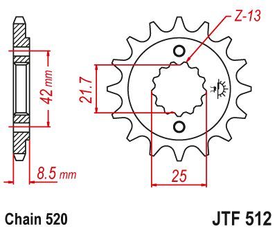 Load image into Gallery viewer, JT Sprockets Front Steel Countershaft Sprocket 13 Tooth 13T 520 Chain JTF512.13