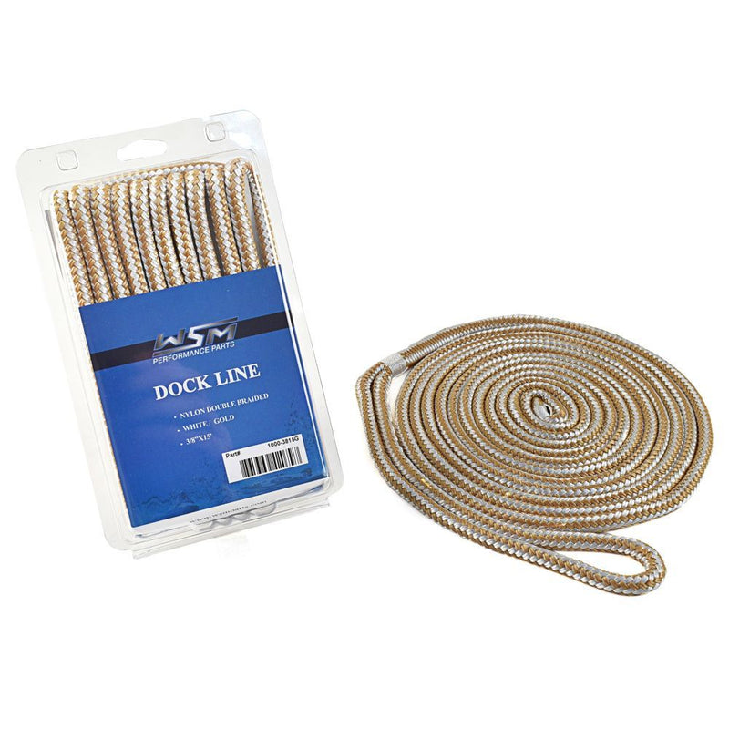 Load image into Gallery viewer, WSM 3/8'' x 15' Nylon Gold Dock Line 1000-3815G