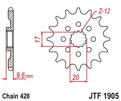 Load image into Gallery viewer, JT Sprockets Front Steel Countershaft Sprocket 13 Tooth 13T 428 Chain