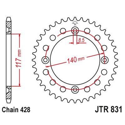 Load image into Gallery viewer, JT Sprockets Rear Steel Sprocket 46 Tooth 46T 428 Chain JTR831.46