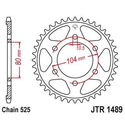 JT Sprockets Rear Steel Sprocket 42 Tooth 42T 525 Chain For Kawasaki Z1000 ZR1000 DAF,DBF,DCF,DDF,DDFA 2010-14 JTR1489.42