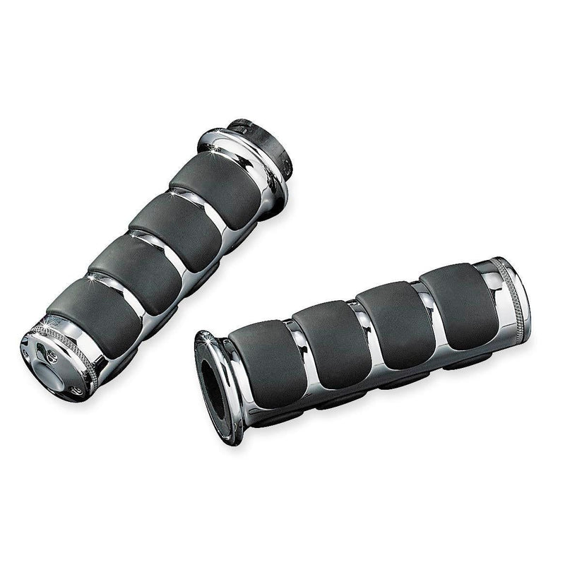 Load image into Gallery viewer, Harley FLHRS Road King Custom 2004-2007ISO Grips w/Accent Rings Chrome Kuryakyn