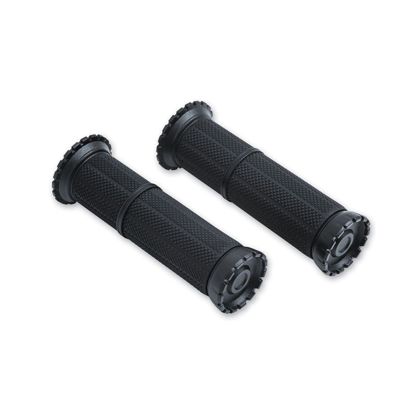 Load image into Gallery viewer, Kuryakyn Black Riot Handlebar Throttle Grips Honda Suzuki Universal 1" Fit