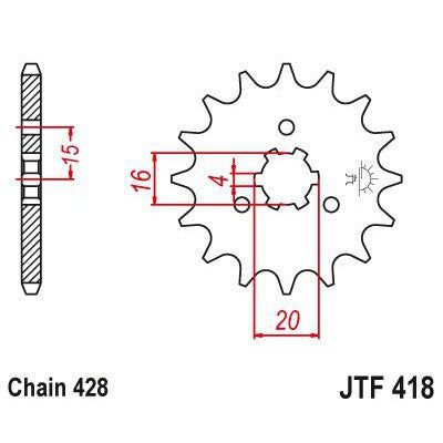 Load image into Gallery viewer, JT Sprockets Front Steel Sprocket 15 Tooth 15T 428 Chain JTF418.15