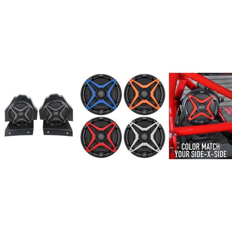 Load image into Gallery viewer, SSV Works Rear Seat 6.5" Speaker Pods With Red Grilles For Polaris Slingshot 15-21