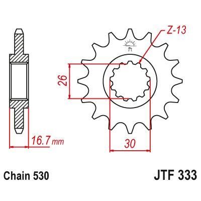 Load image into Gallery viewer, JT Sprockets Front Steel Countershaft Sprocket 16 Tooth 16T 530 Chain For Honda Super Hawk 1000 VTR1000F SP-2 2002-2006 JTF333.16