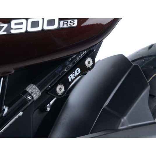 R&G Racing Black Rear Foot Rest Delete Blanking Plates For 2017-2019 Kawasaki Z900 ZR900